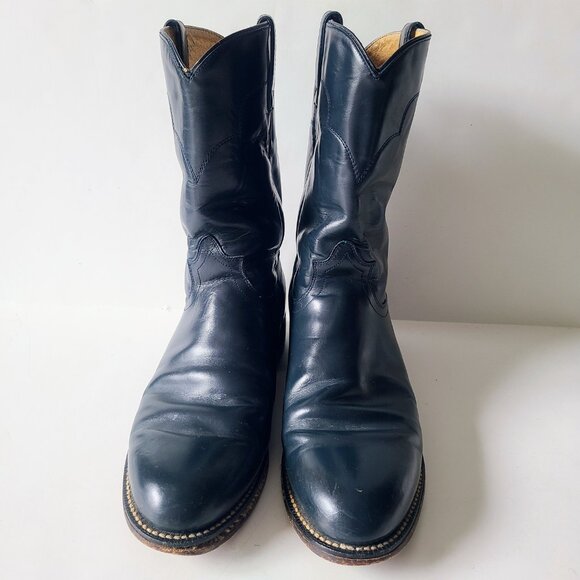 Tony Lama Dark Teal Blue Western Cowboy Boots Size 9.5 - Picture 3 of 12